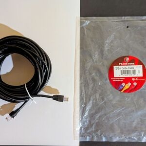 Pearstone Cat 5e Cable 50' FT (Black) Ethernet Cable
